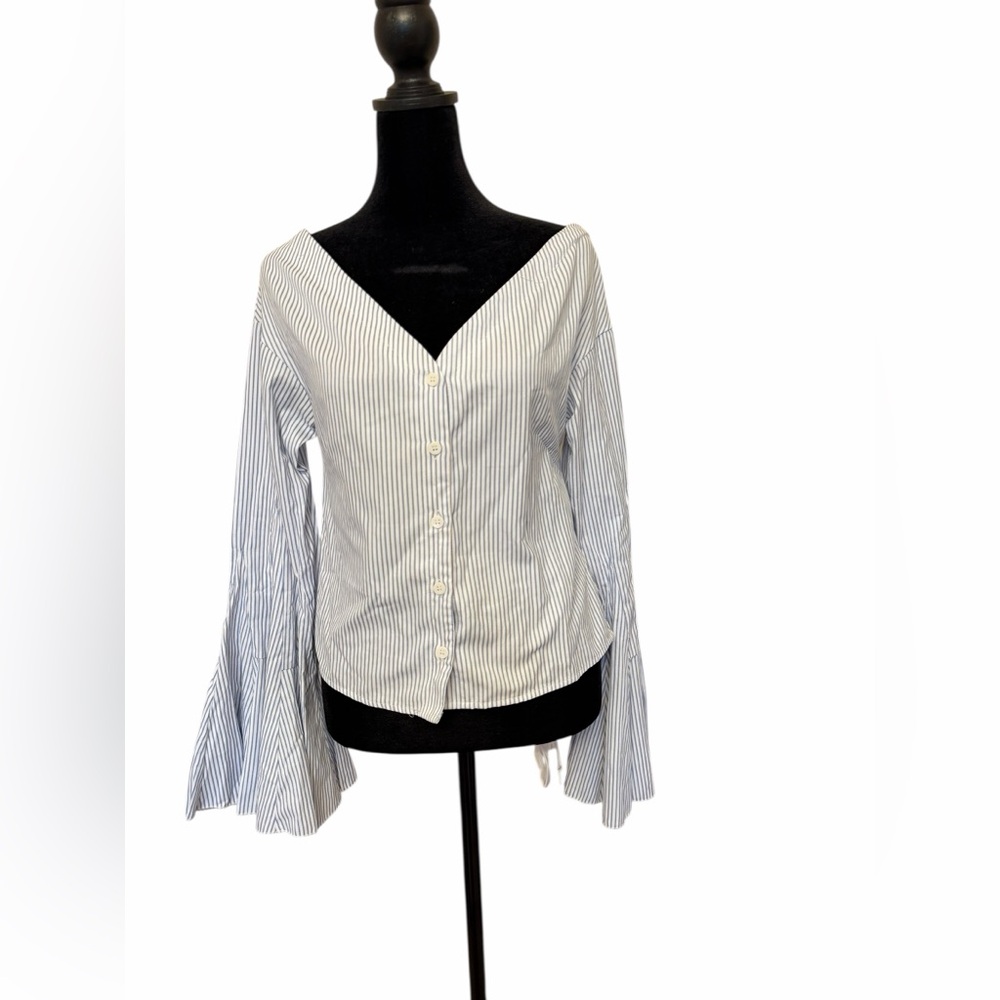 Lulu's Blue and White Striped Blouse Small